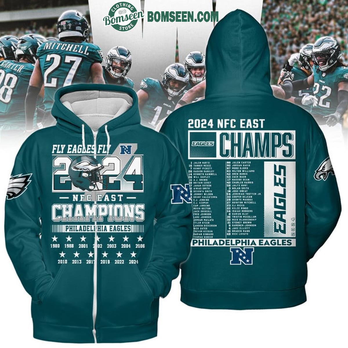 Philadelphia Eagles Fly Eagles Fly 2024 NFC East Champions Hoodie T-Shirt