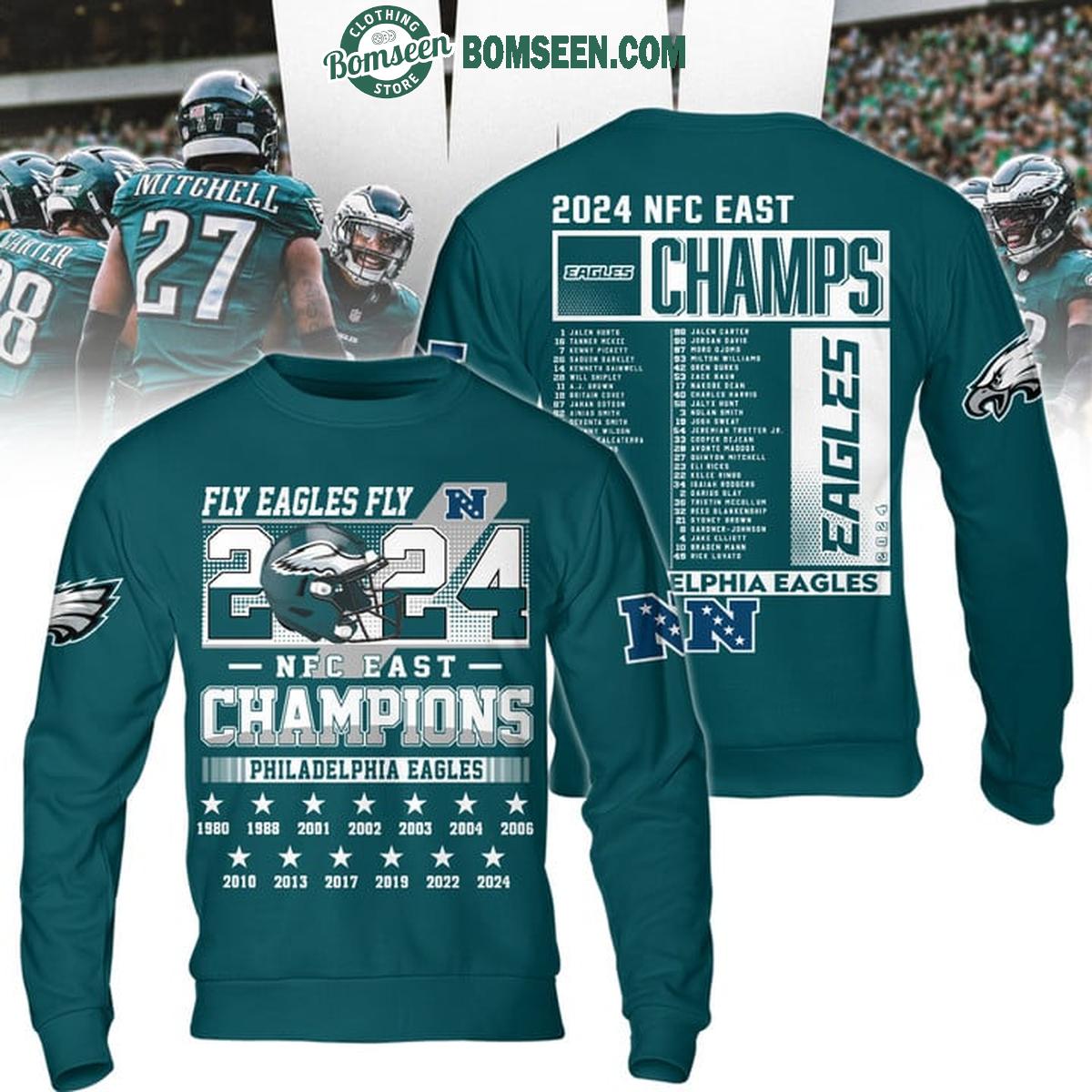 Philadelphia Eagles Fly Eagles Fly 2024 NFC East Champions Hoodie T-Shirt