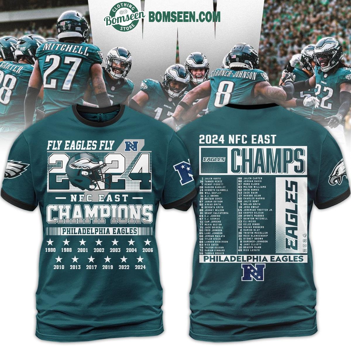 Philadelphia Eagles Fly Eagles Fly 2024 NFC East Champions Hoodie T-Shirt