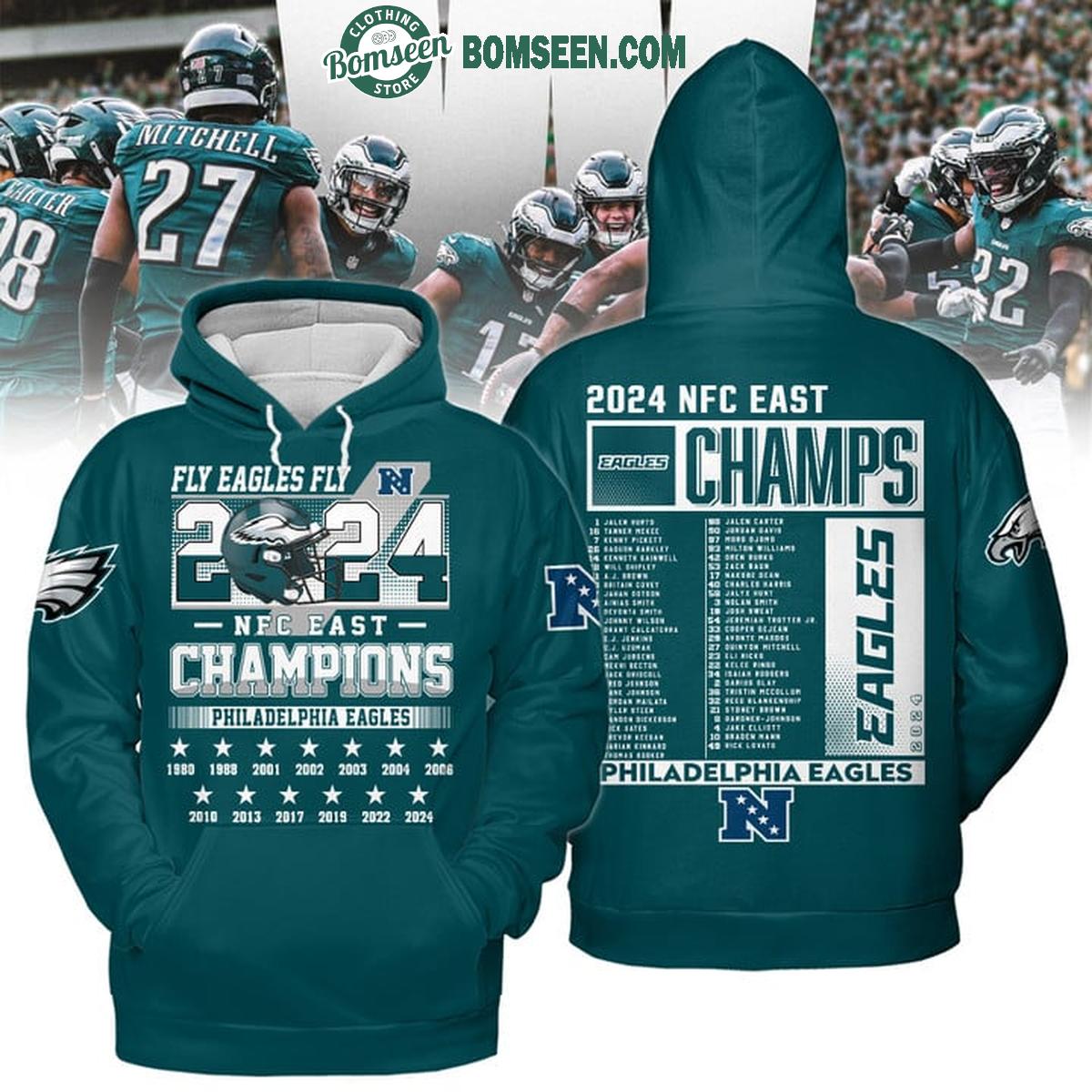 Philadelphia Eagles Fly Eagles Fly 2024 NFC East Champions Hoodie T-Shirt